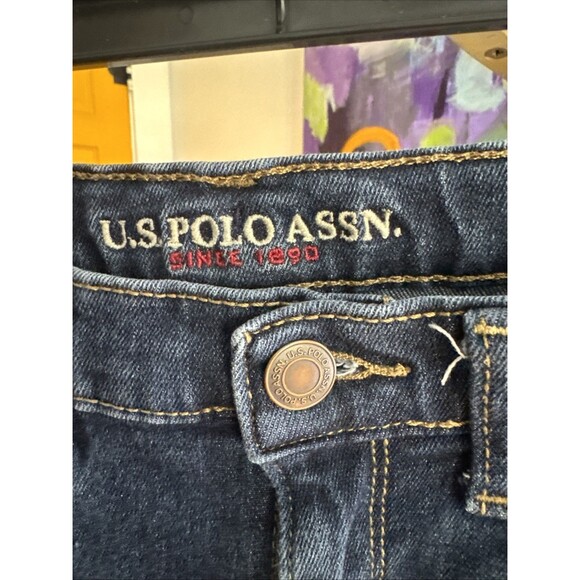 US Polo Assn. Straight Jeans Juniors 16 Blue Mid Rise Embroidered Logo Y2k - Picture 3 of 12